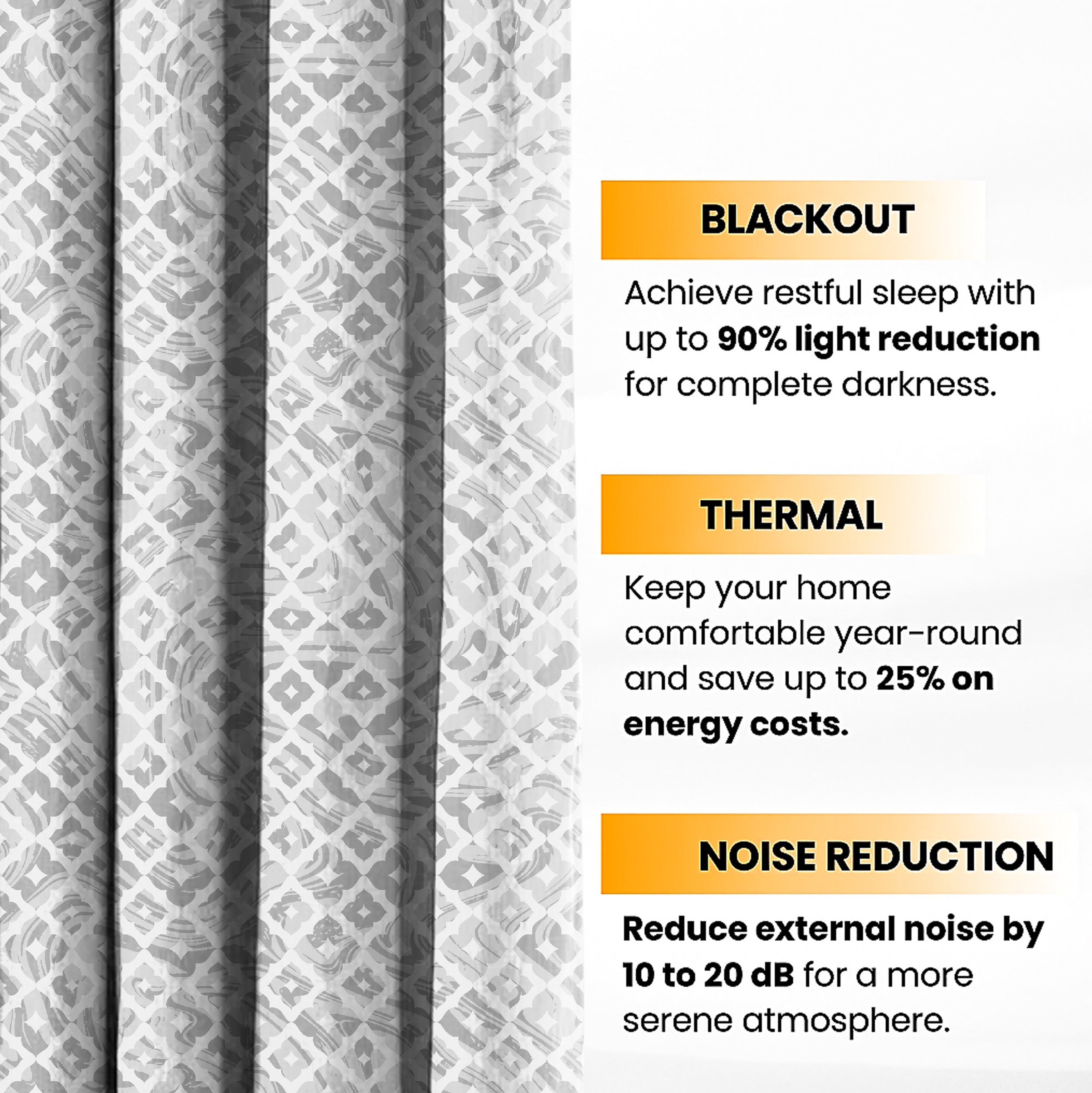 HARLOW GREY PRINTED BLACKOUT CURTAIN