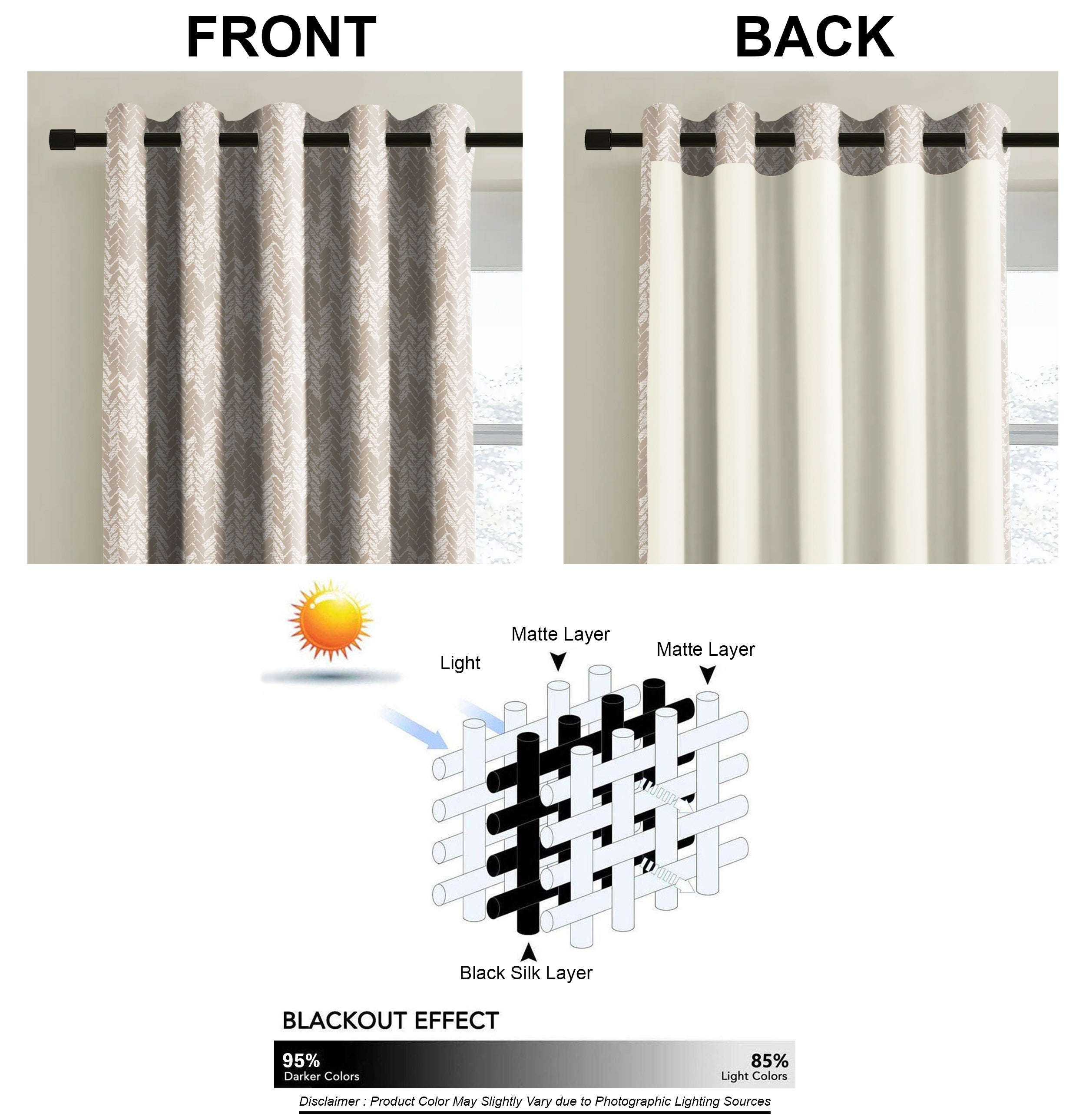 EDINA LIGHT BROWN PRINTED BLACKOUT CURTAIN