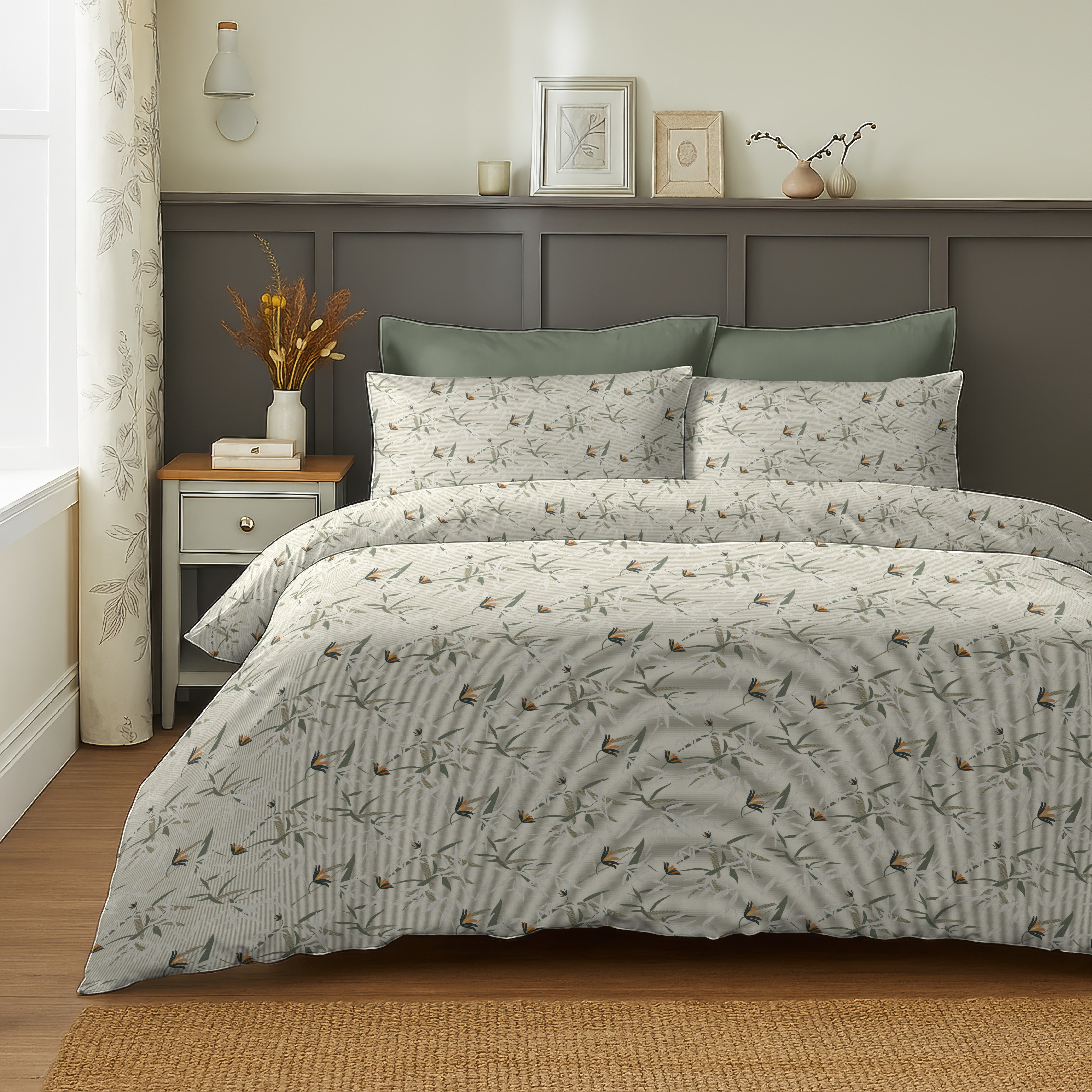BOZEMAN GREEN BEDSHEET WITH PILLOWCOVER