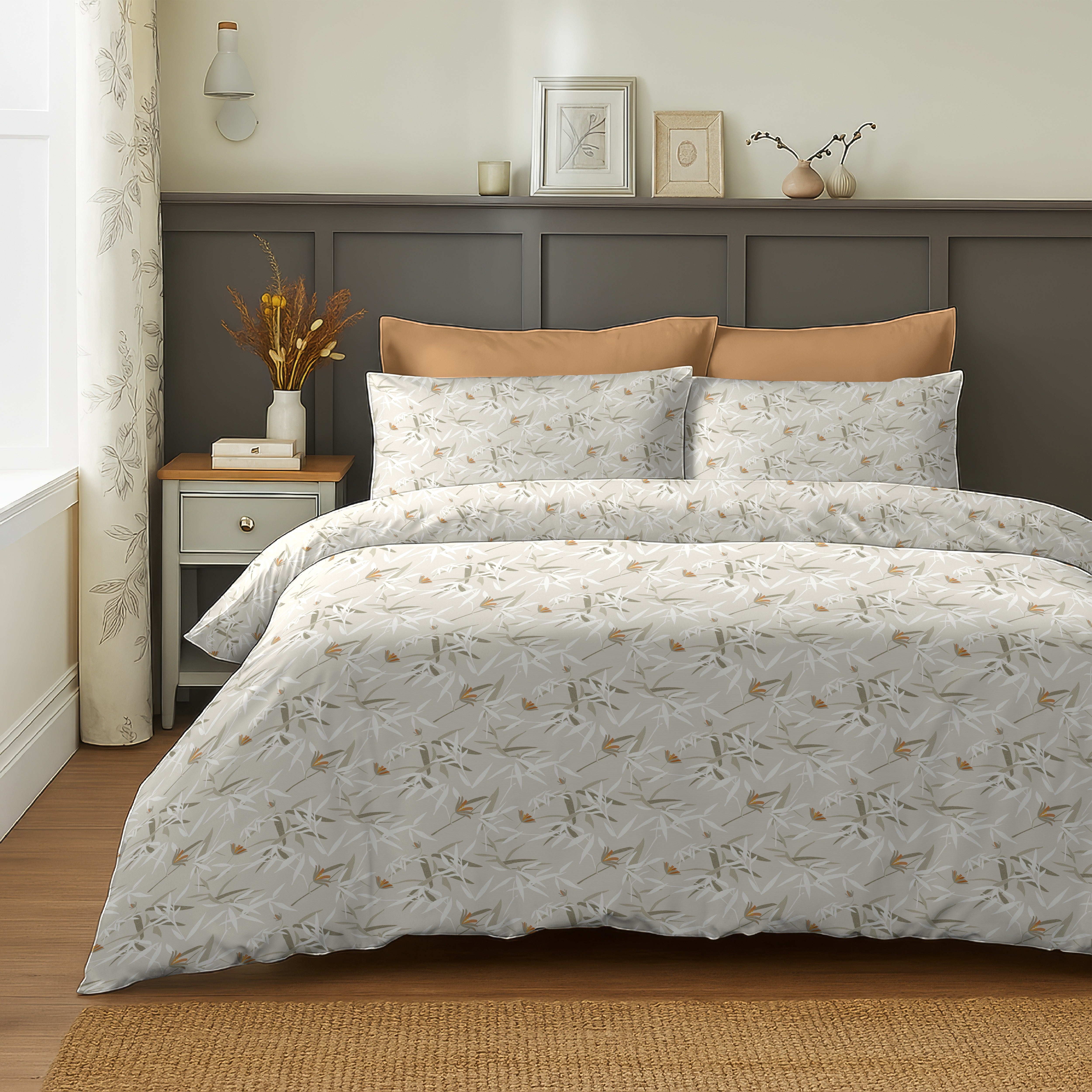 BOZEMAN ORANGE BEDSHEET WITH PILLOWCOVER