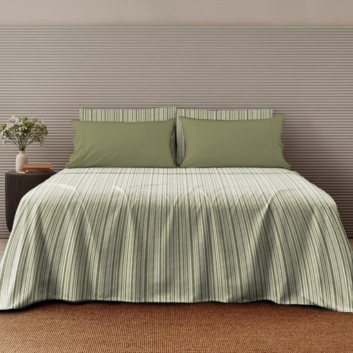 PONTO LIGHT GREEN BEDSHEET FOR DOUBLE BED WITH 2 PILLOWCOVERS KING SIZE (104" X 90")