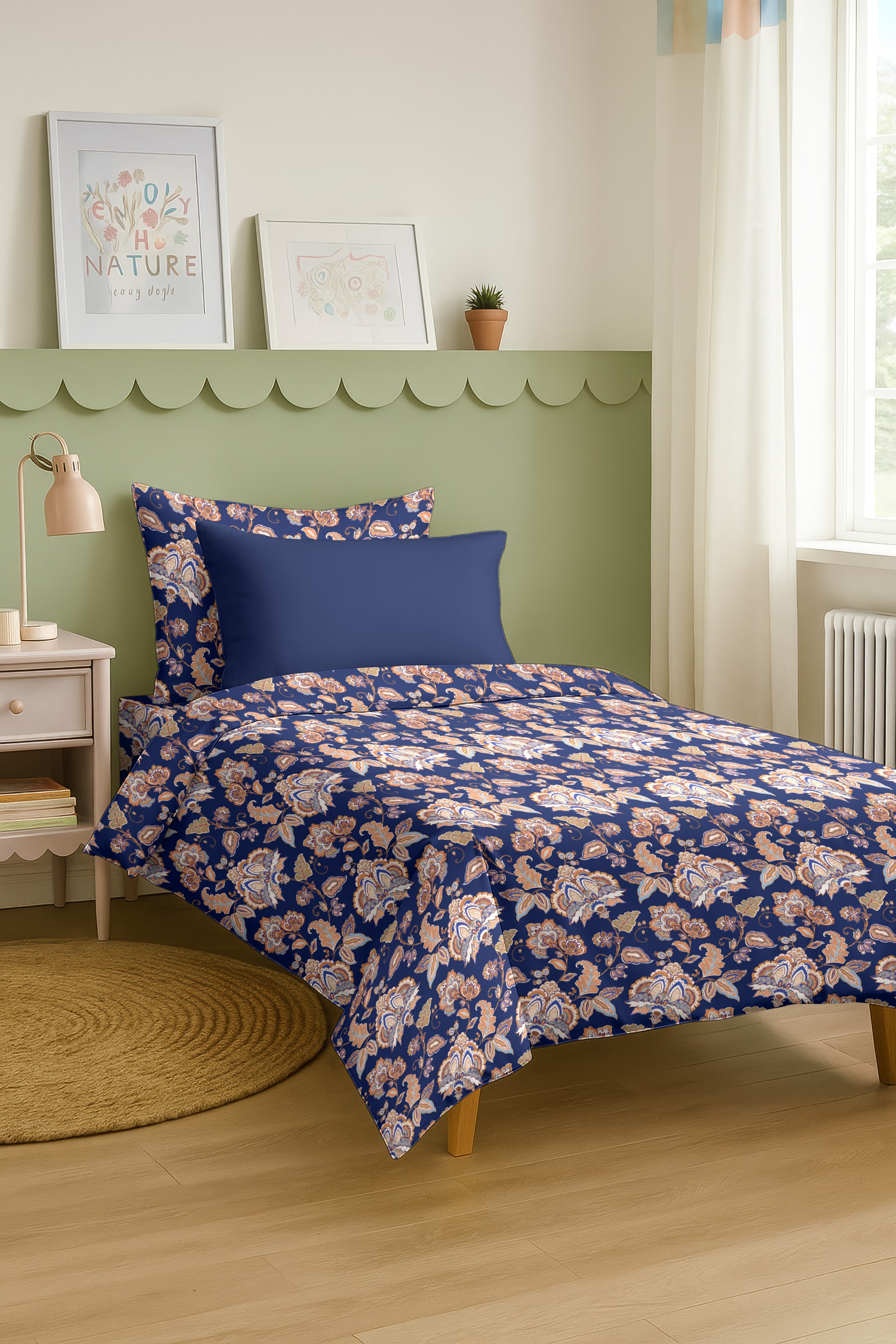 PARIS PURPLE HEART COTTON BEDSHEET WITH PILLOWCOVER