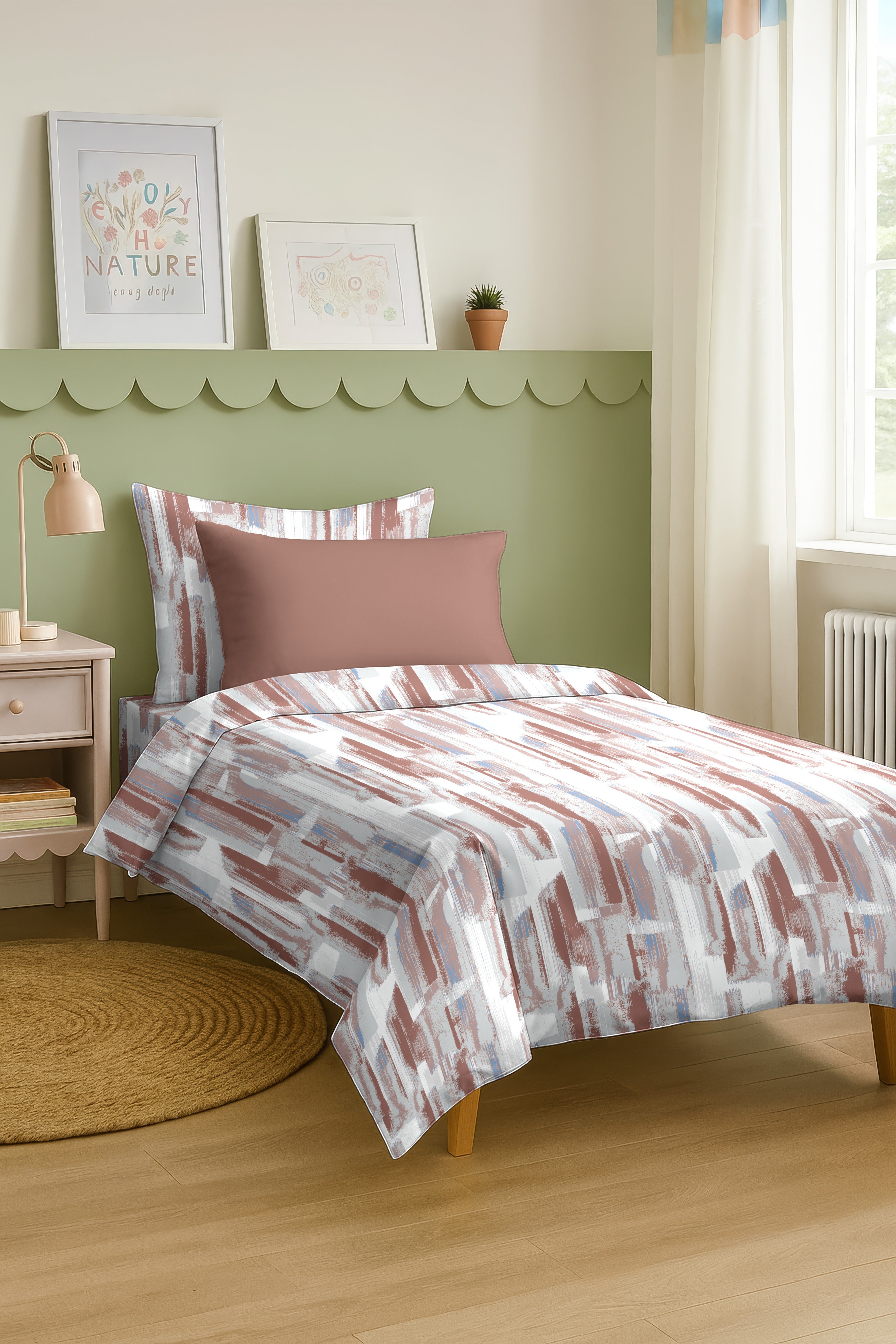 ROME PINK HEART COTTON BEDSHEET WITH PILLOWCOVER