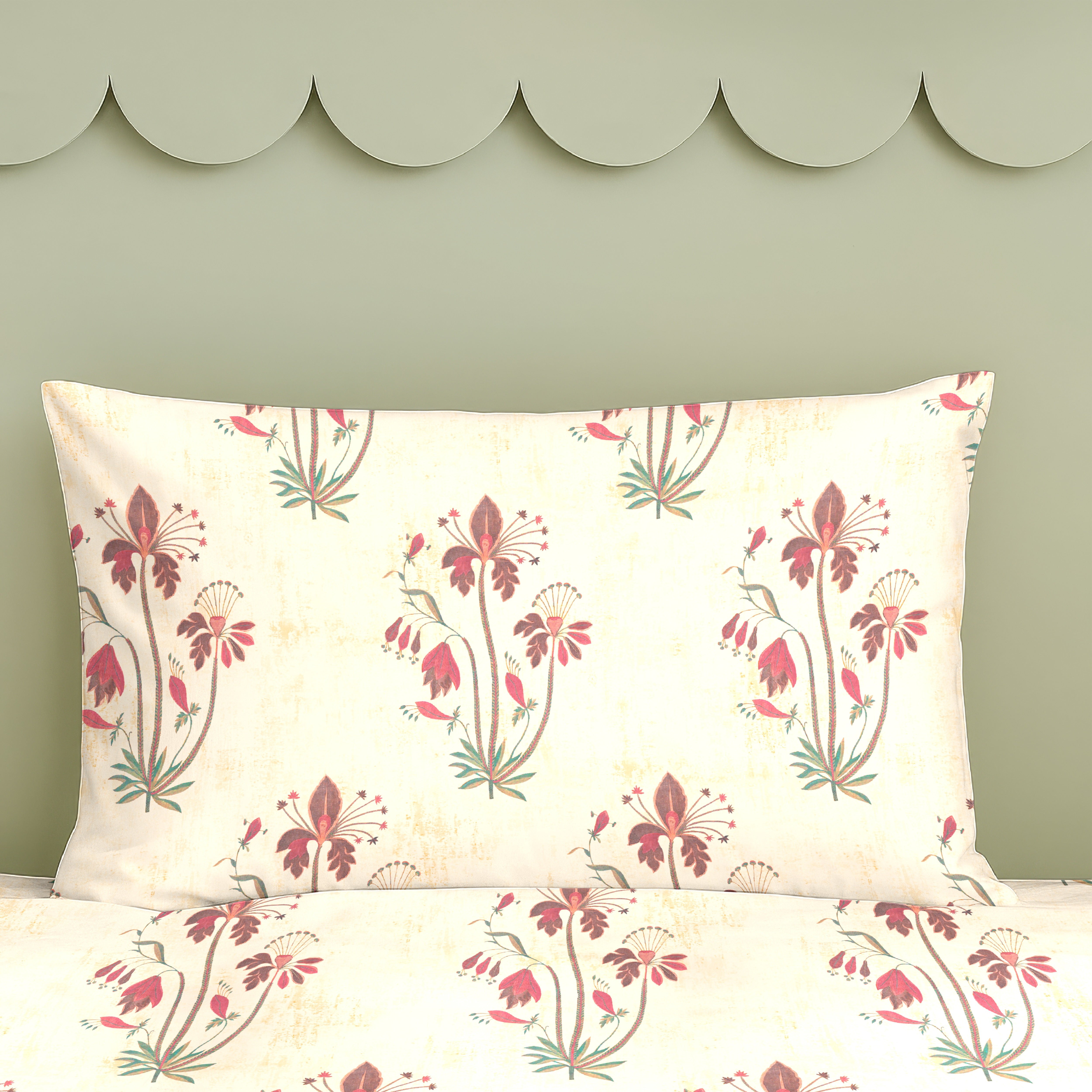 VERONA PEACH COTTON BEDSHEET WITH PILLOWCOVER