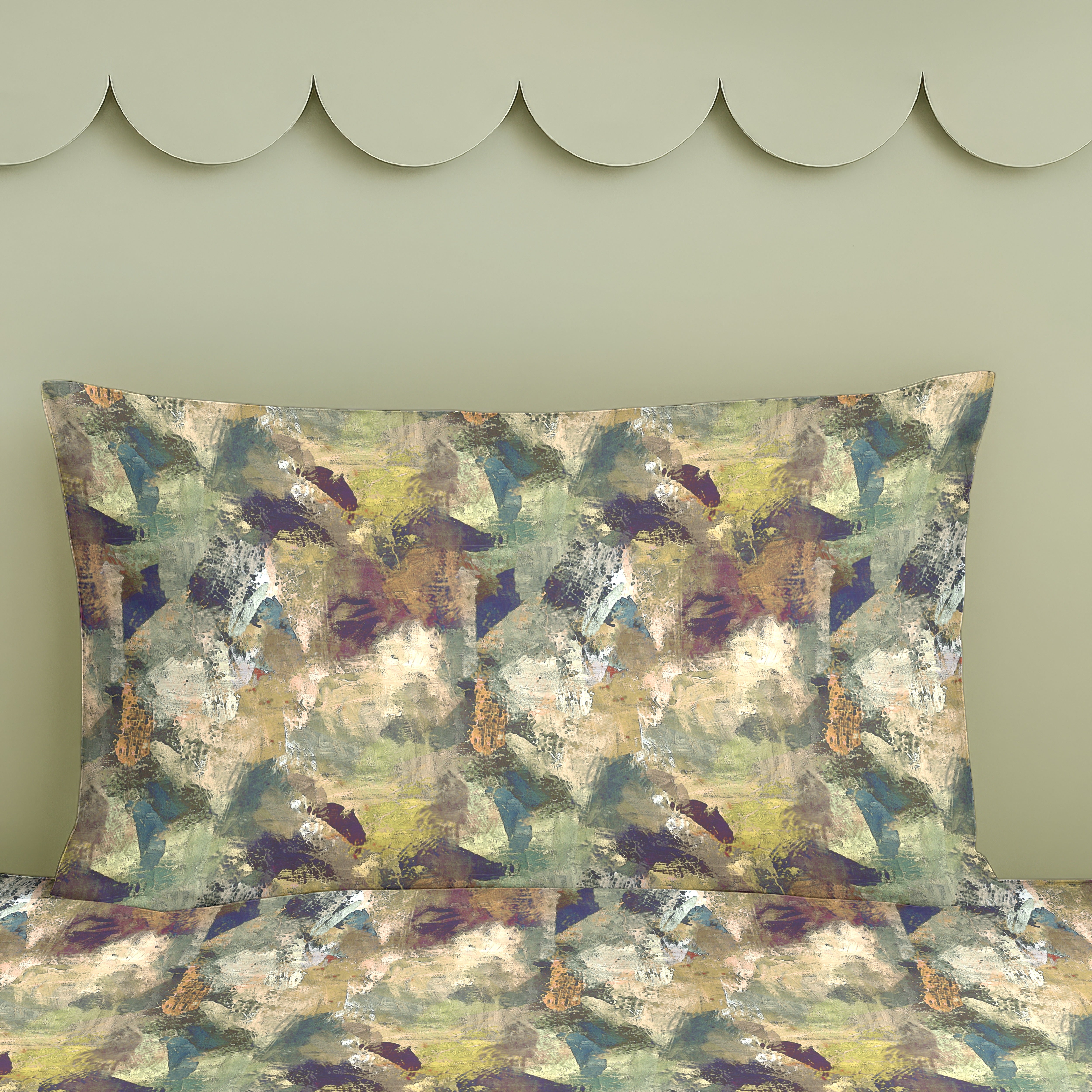MONACO GREEN COTTON BEDSHEET WITH PILLOWCOVER