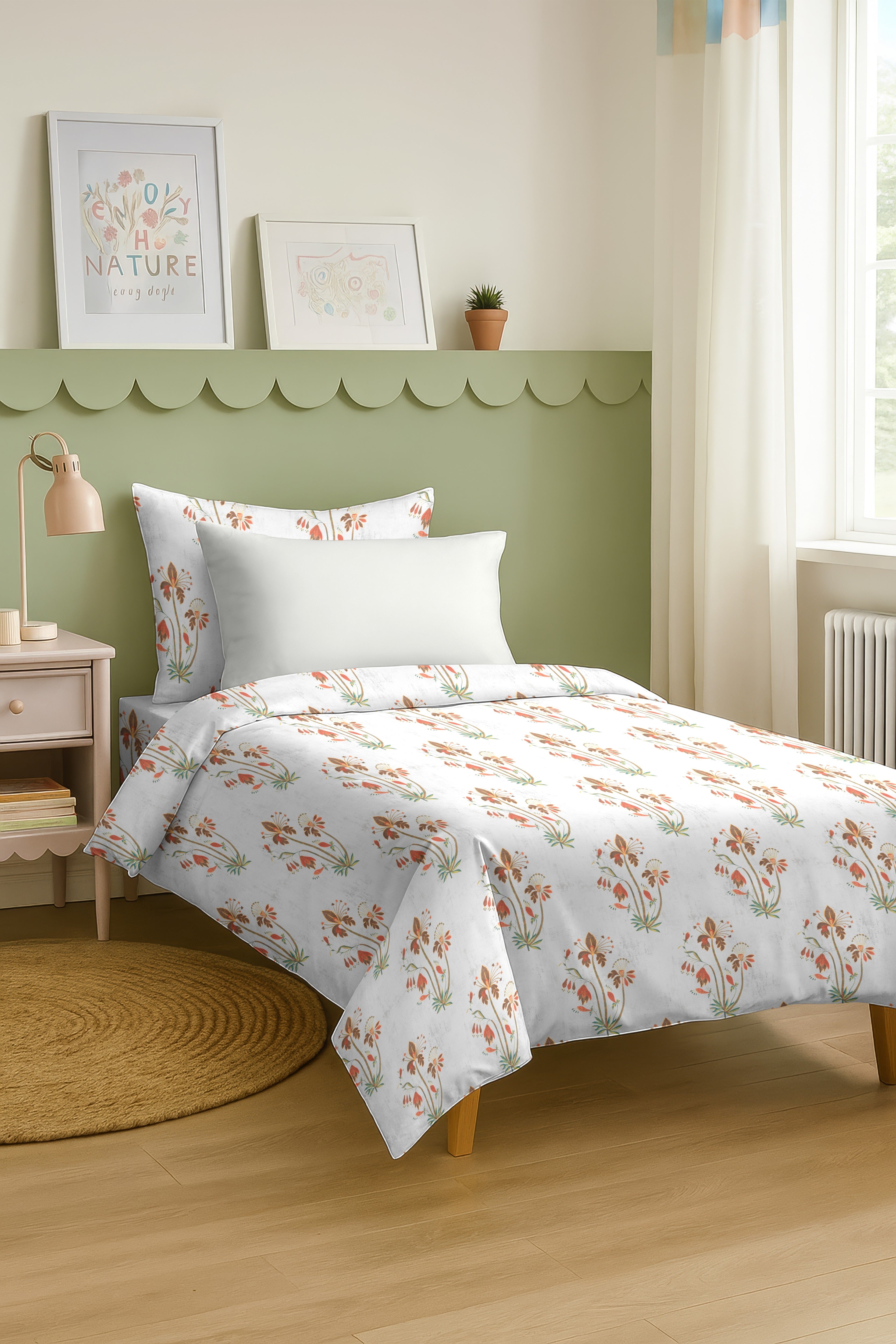 VERONA GREY COTTON BEDSHEET WITH PILLOWCOVER