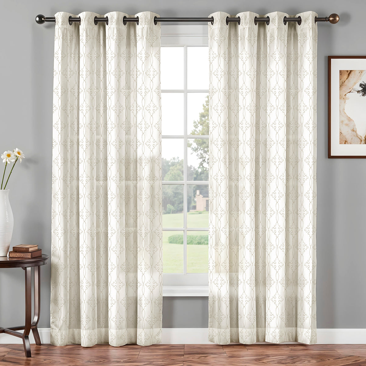 MOROCCAN CREAM EMBROIDERED SHEER CURTAIN