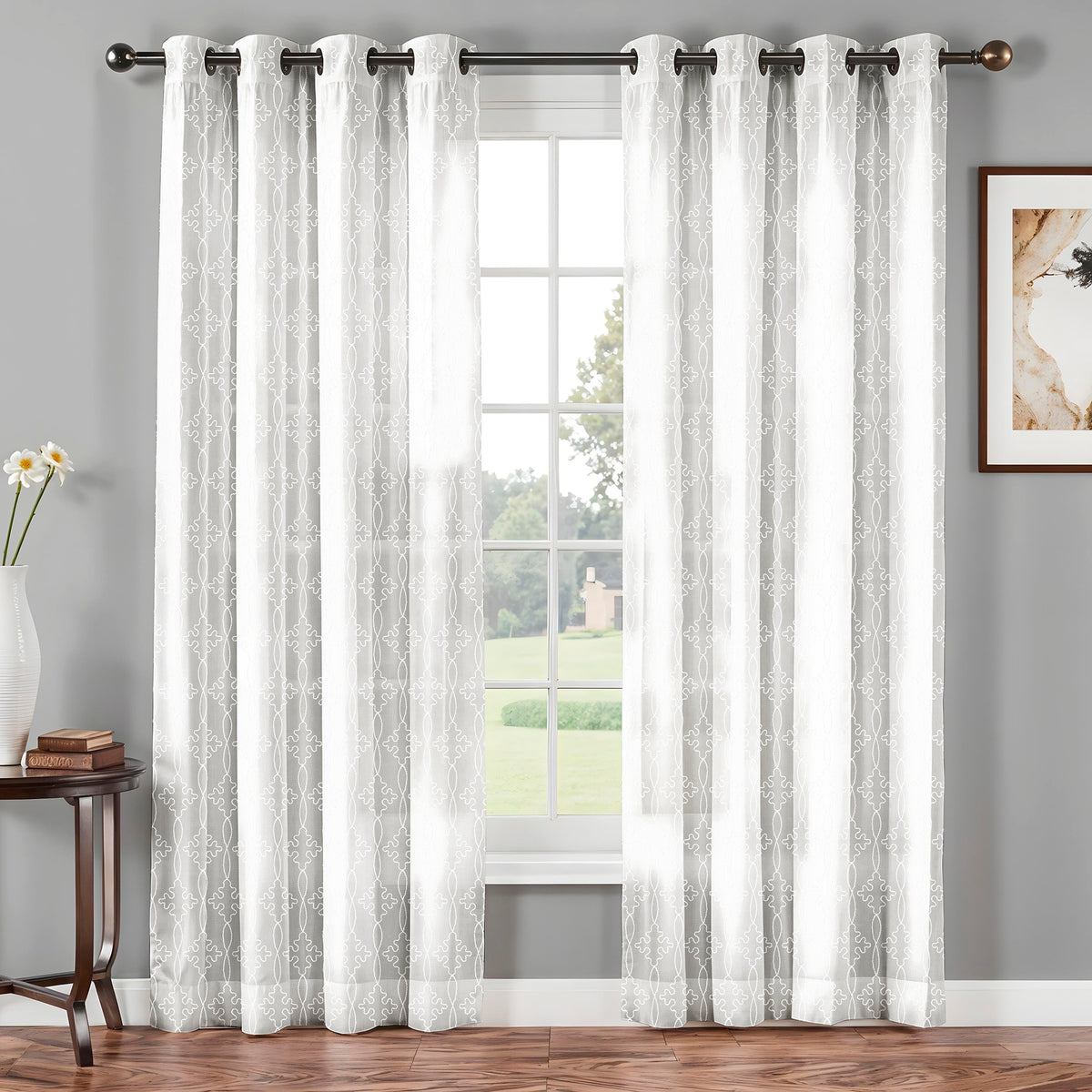 MOROCCAN WHITE EMBROIDERED SHEER CURTAIN