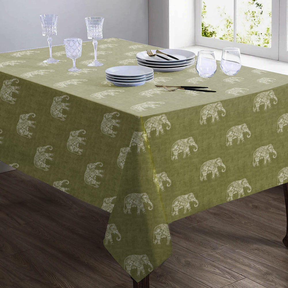 Jodhpur Elephant 6 Seater Table Cloth Olive