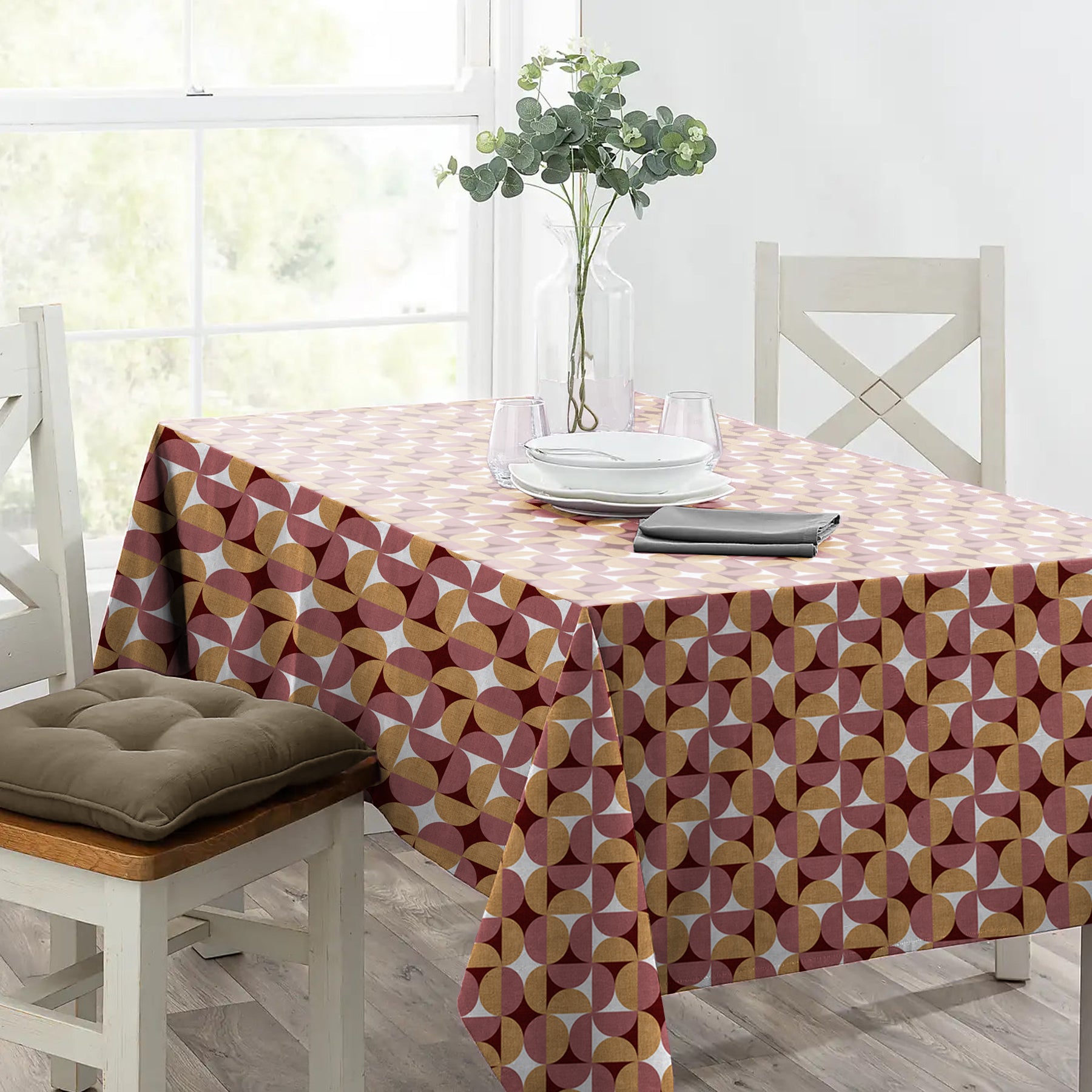 ILLUSION CIRCLE 6 SEATER TABLE CLOTH CAMEL/PINK