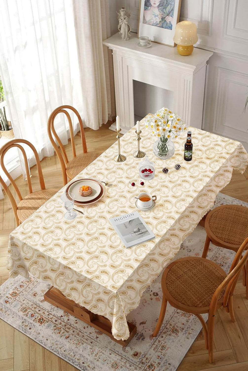 Jodhpur Paisley 6 Seater Table Cloth Yellow
