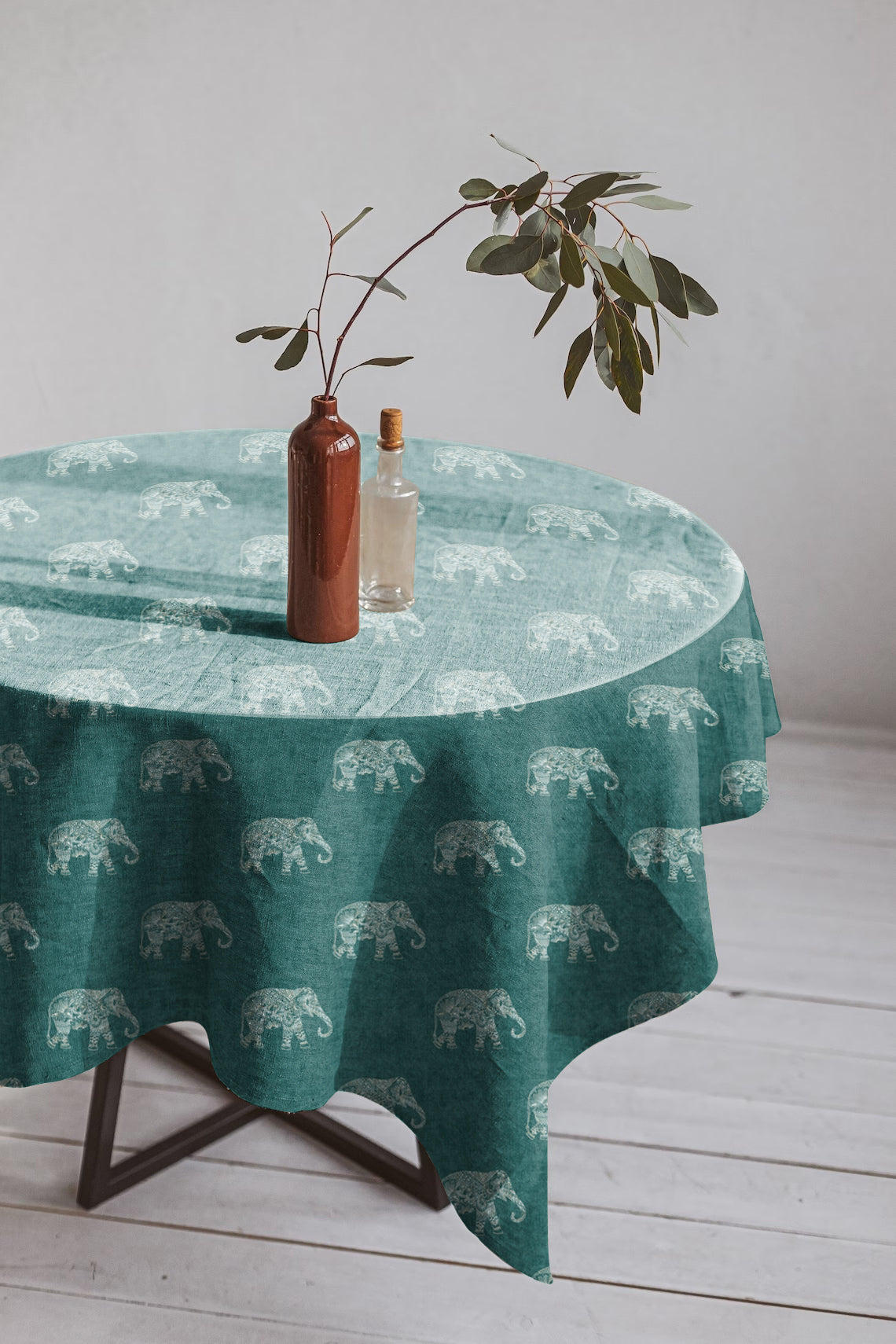 JODHPUR ELEPHANT TEAL TABLE CLOTH