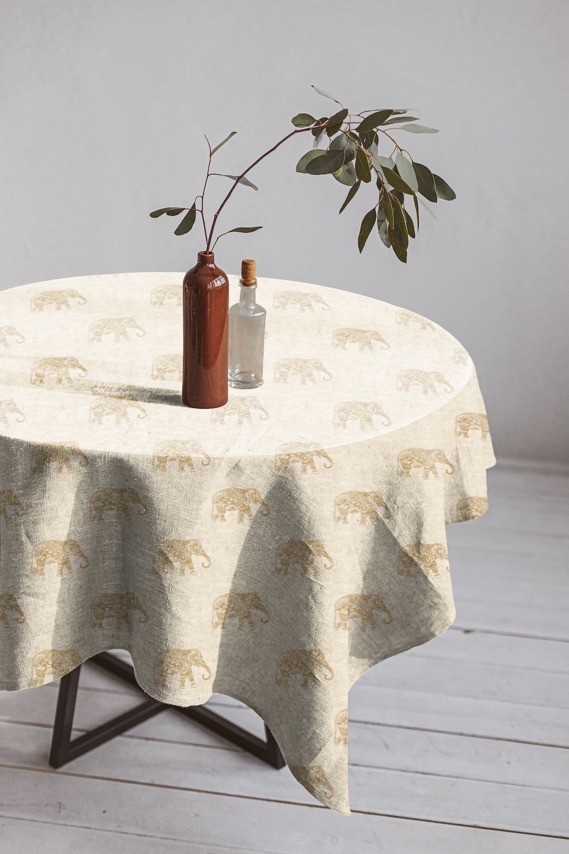 Jodhpur Elephant 6 Seater Table Cloth Biscuit