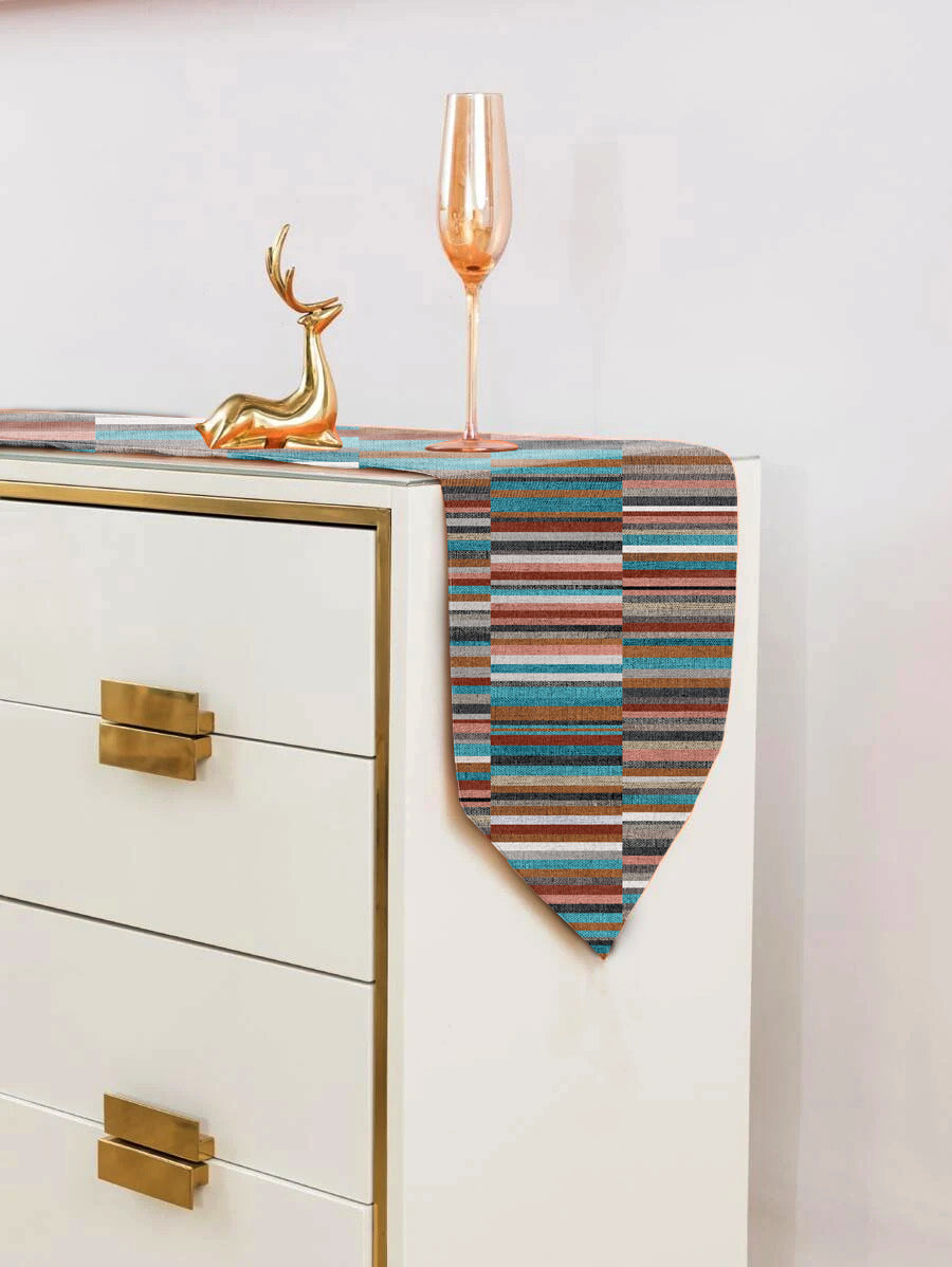 ILLUSION TABLE RUNNER DASH BLUE/CAMEL MATTY (12X72 INCH) DIGITAL PRINTED