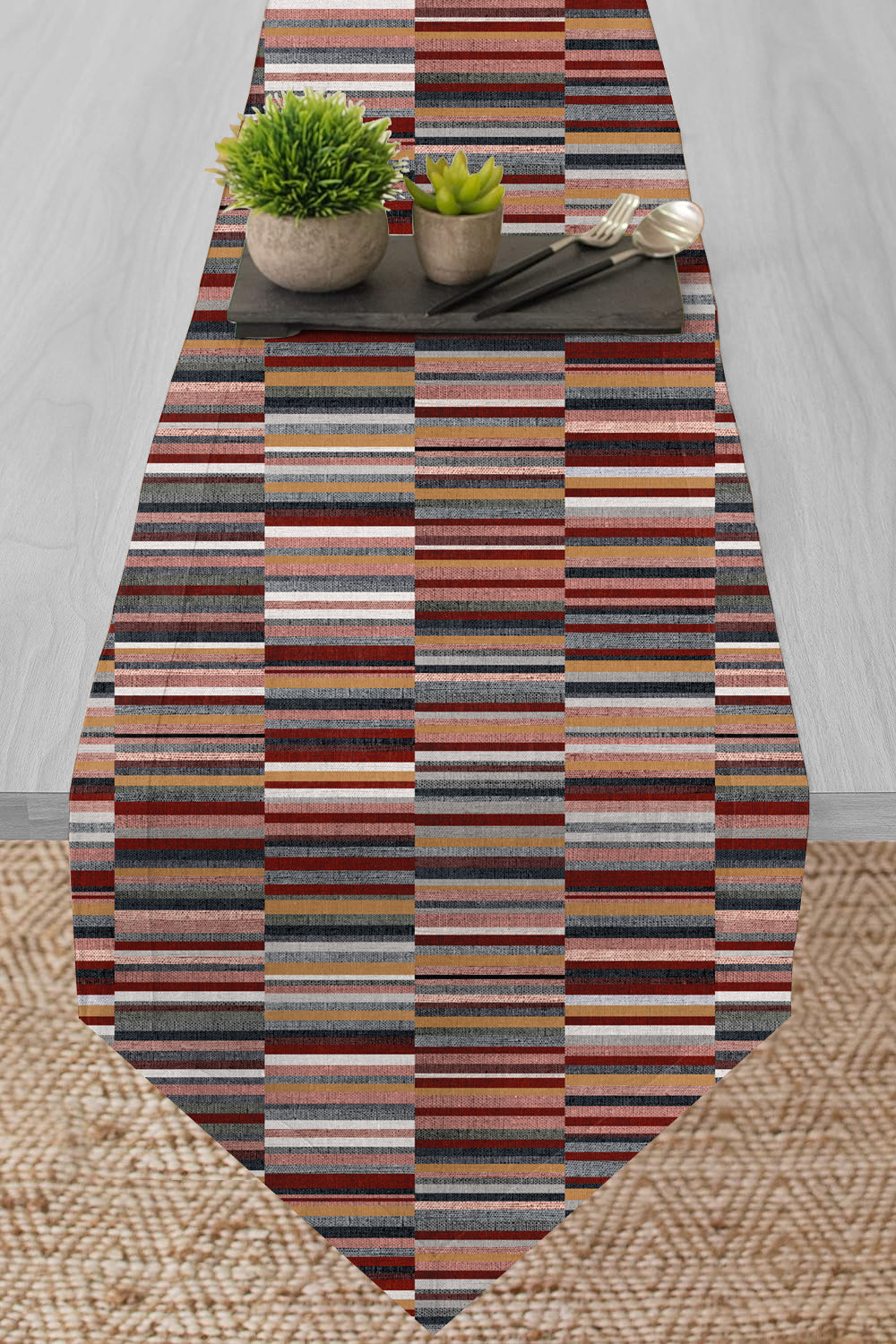 ILLUSION TABLE RUNNER DASH RED/CAMEL MATTY (12X72 INCH) DIGITAL PRINTED