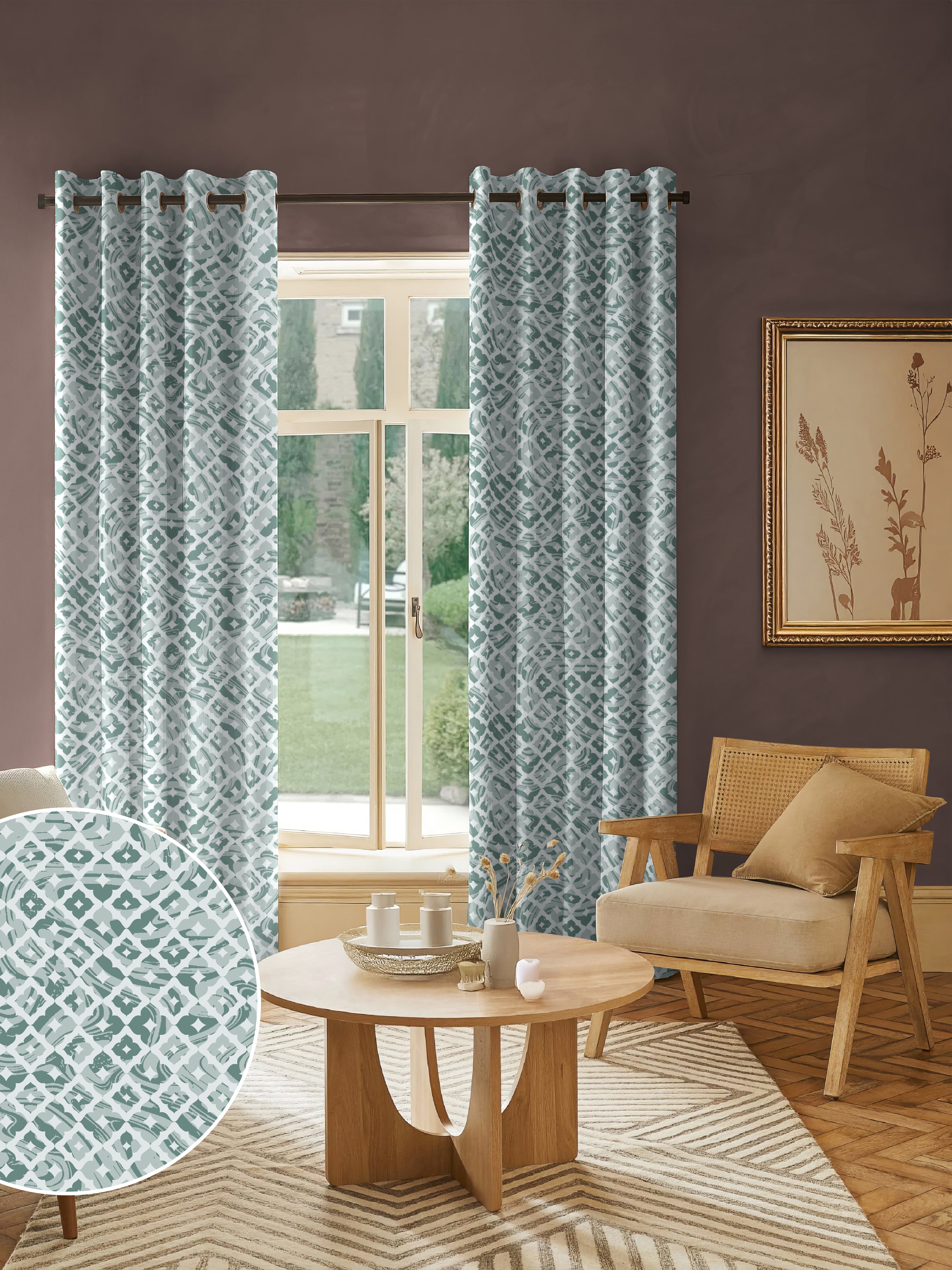 HARLOW SEAGREEN PRINTED BLACKOUT CURTAIN