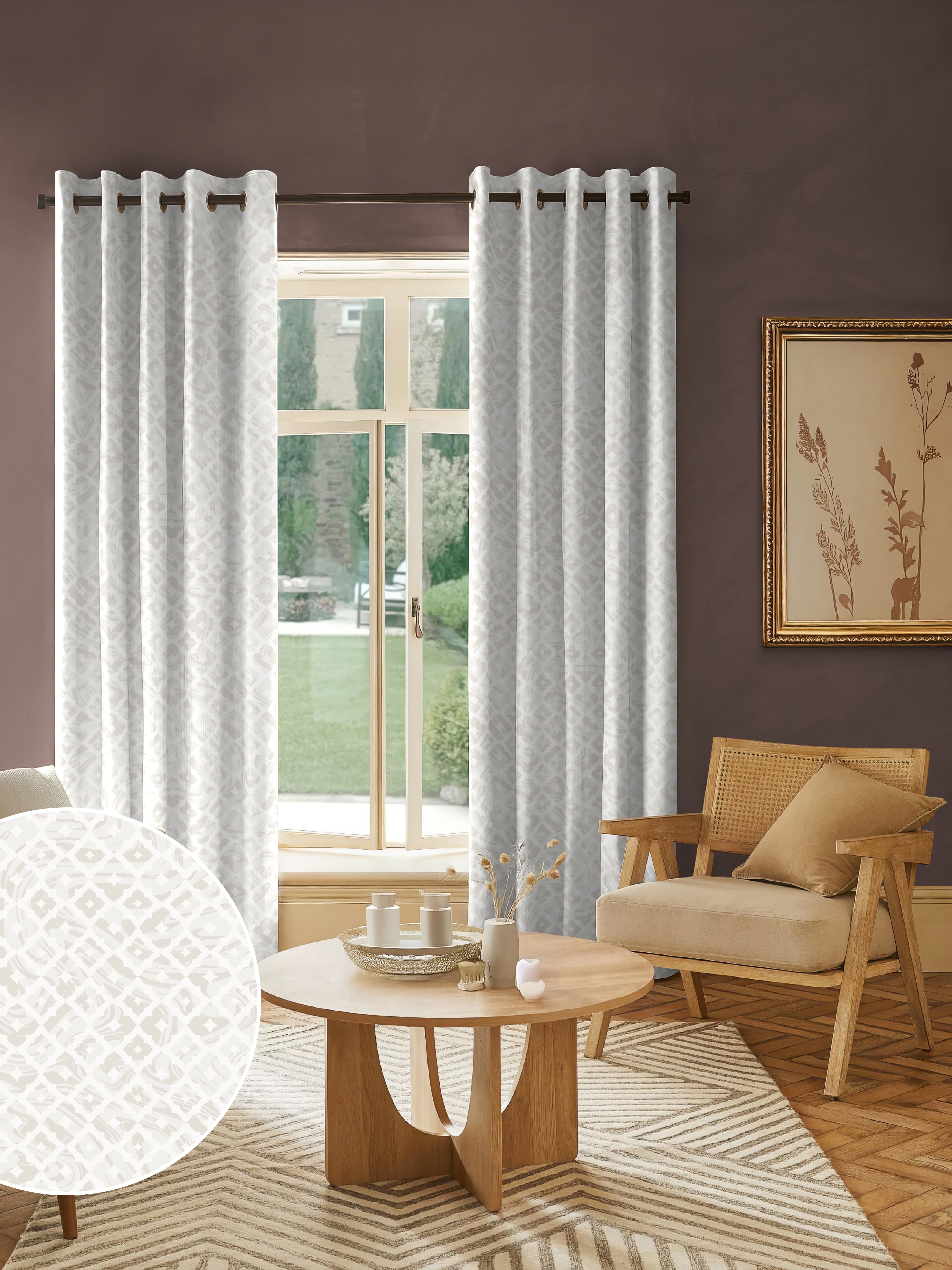 HARLOW BEIGE PRINTED BLACKOUT CURTAIN