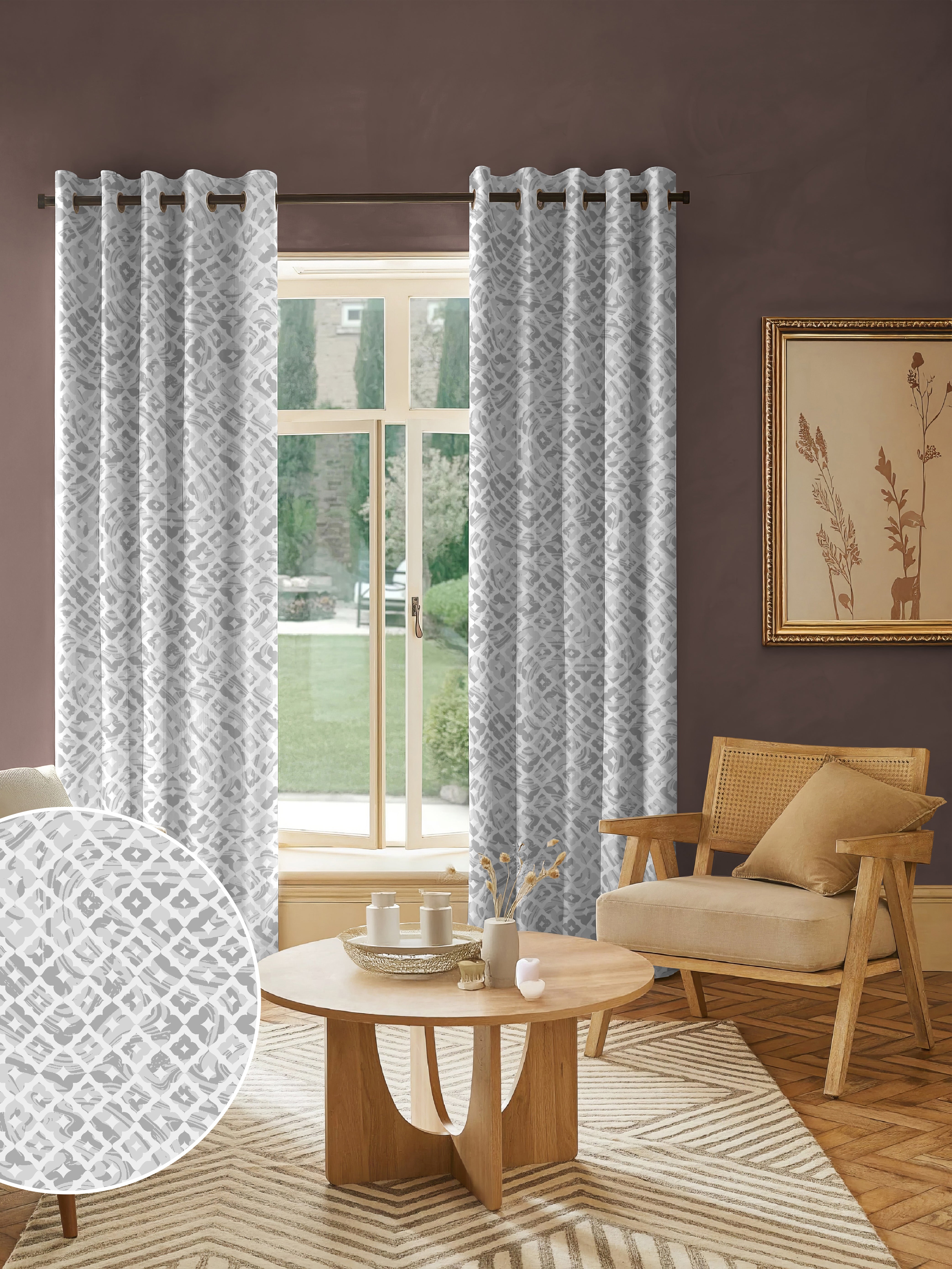 HARLOW GREY PRINTED BLACKOUT CURTAIN