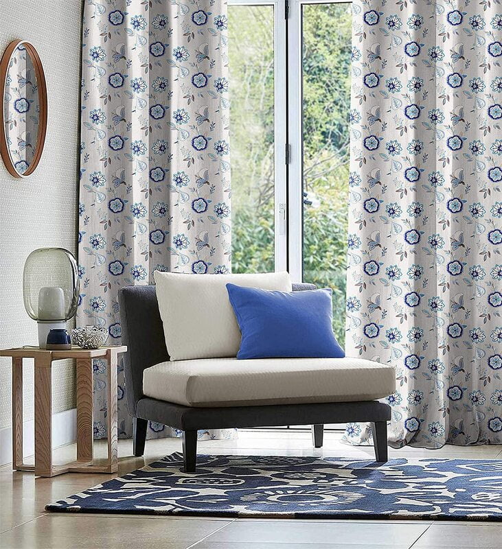 BEAU BLUE CURTAIN BLACKOUT PRINTED FOR LIVING & BEDROOMS