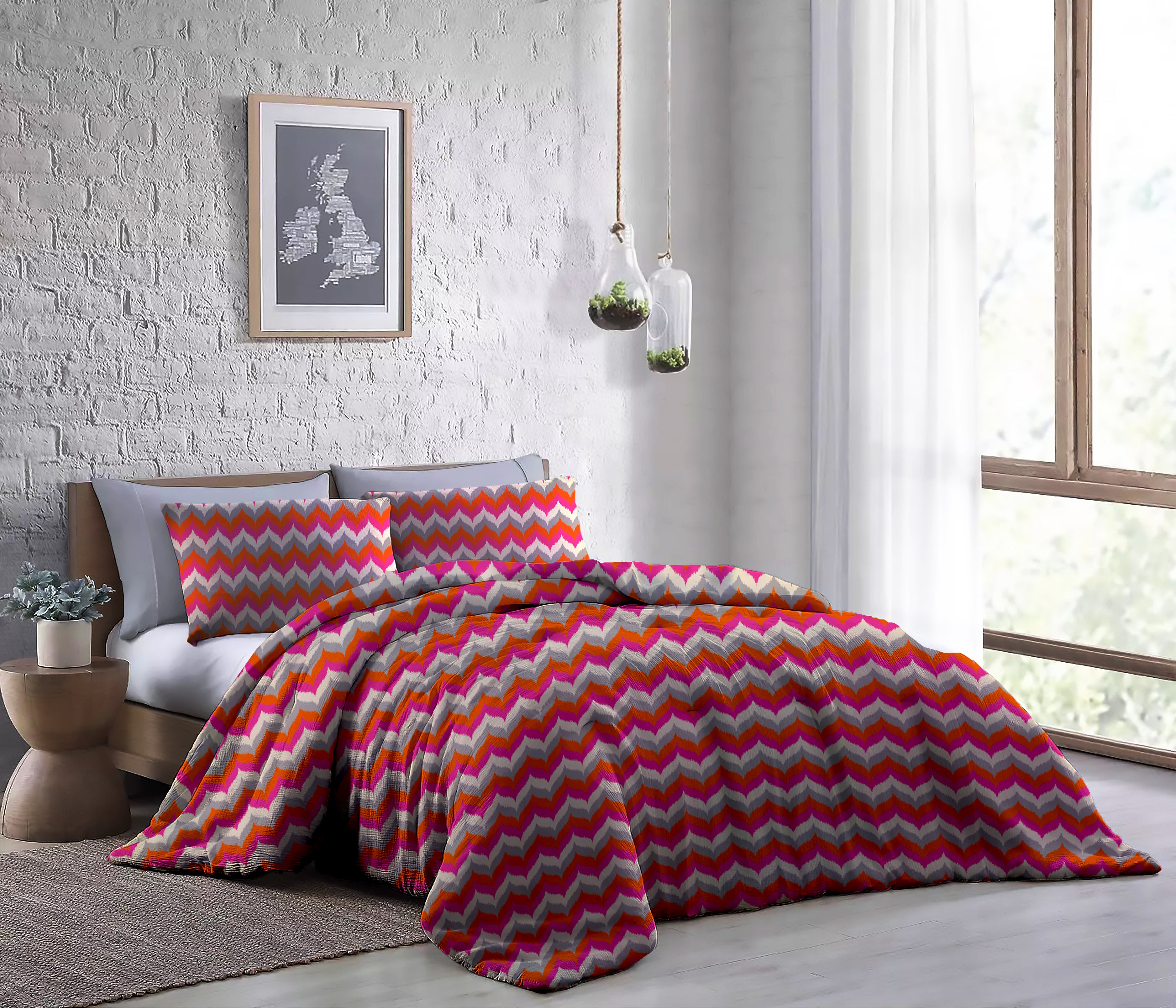 Comforter # Quilt # Duvet - Foxy Red &amp; Beige 60&quot; x 90&quot; with 2 pcs of Pillow Covers