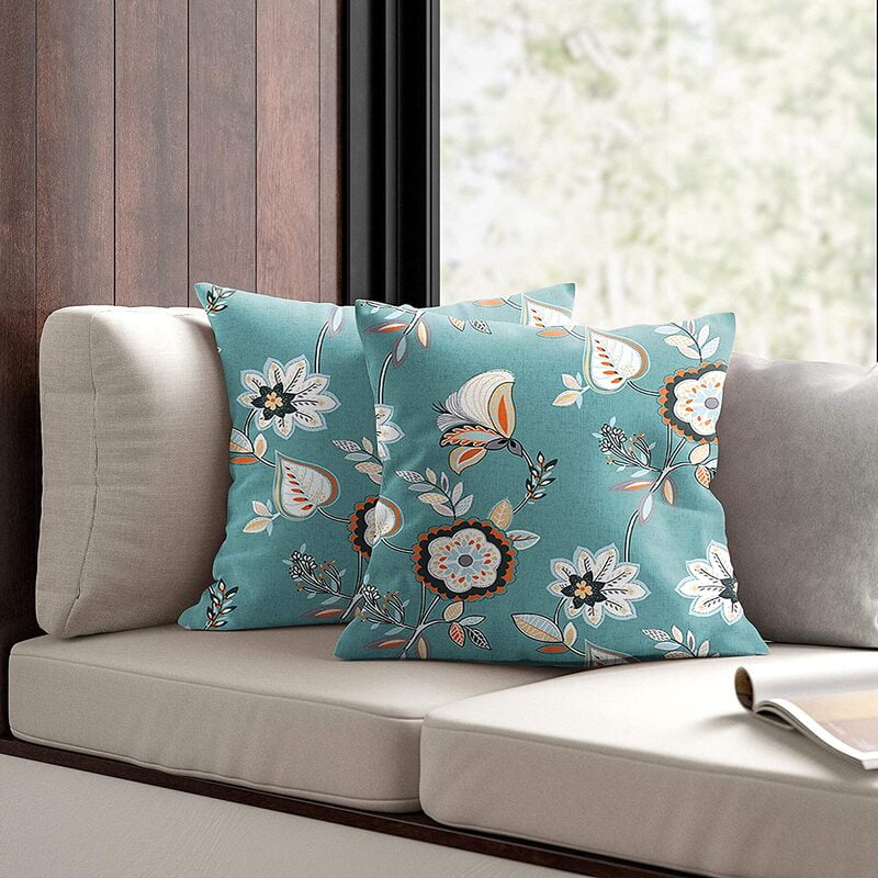 BEAU TEAL MATTY DIGITAL PRINTED CUSHION COVER (Pack of 2)