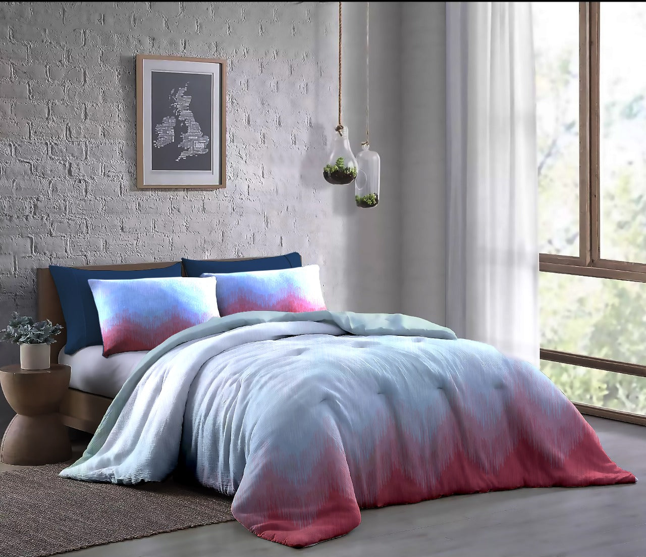 Comforter # Quilt # Duvet - Kudo Orange &amp; Seagreen 60&quot; x 90&quot; with 2 pcs of Pillow Covers