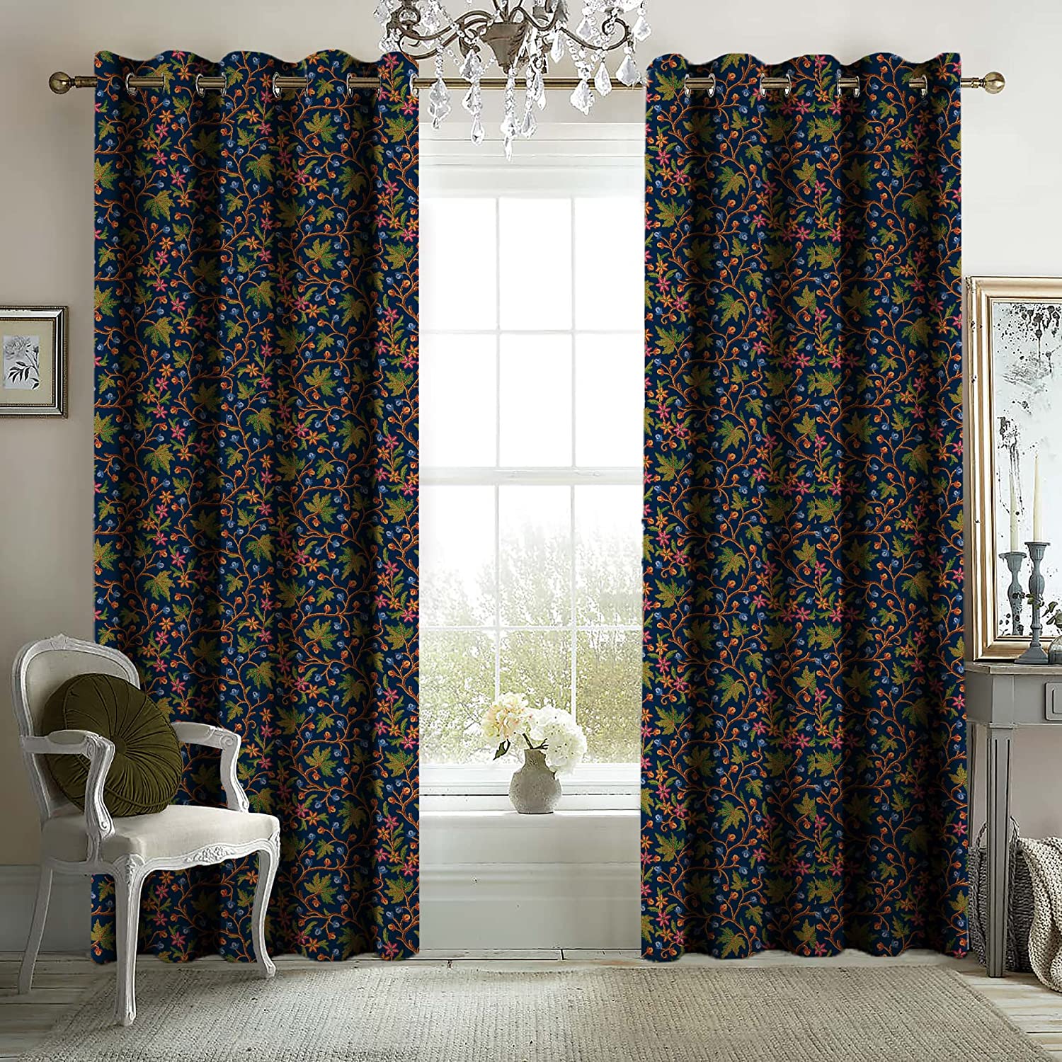 VAROSKI KASHMIRI NAVY BLACKOUT CURTAIN