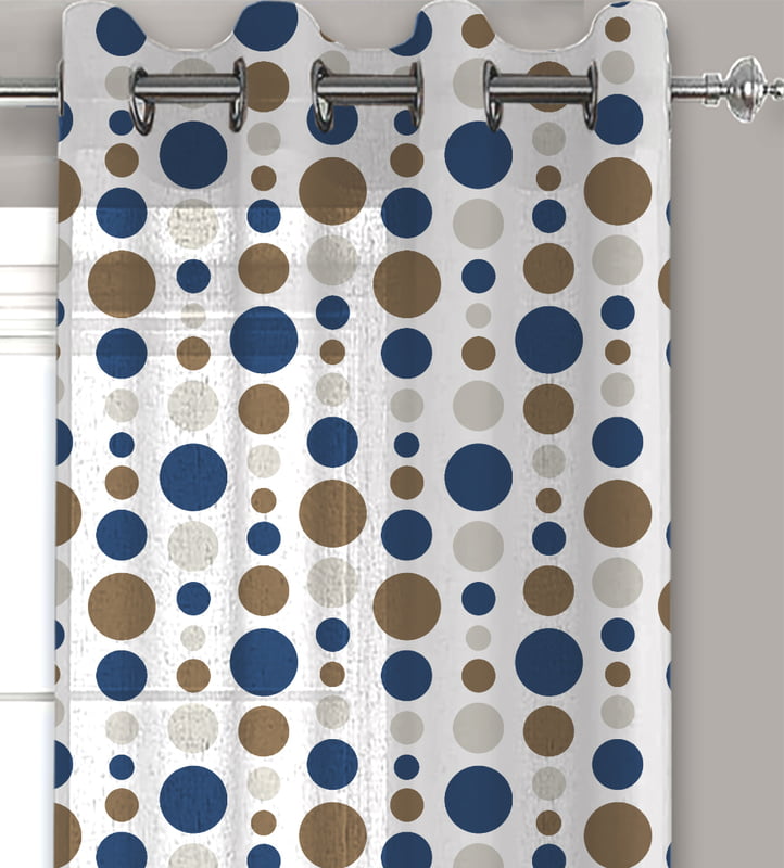 STILO BLUE LINEN PRINTED SHEER CURTAIN