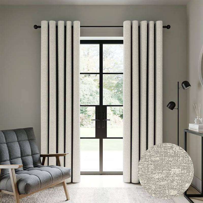 SUNBLOCK TEXTURE LASA GREY BLACKOUT CURTAIN