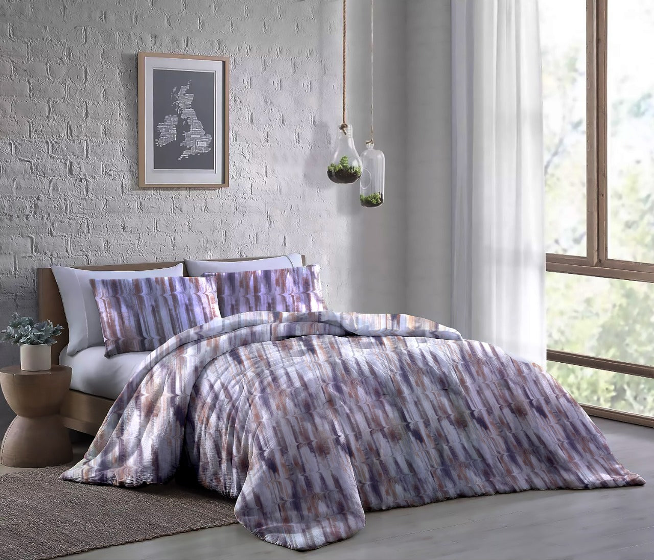 Comforter # Quilt # Duvet - Lima Brown &amp; Natural 60&quot; x 90&quot; with 2 pcs of Pillow Covers