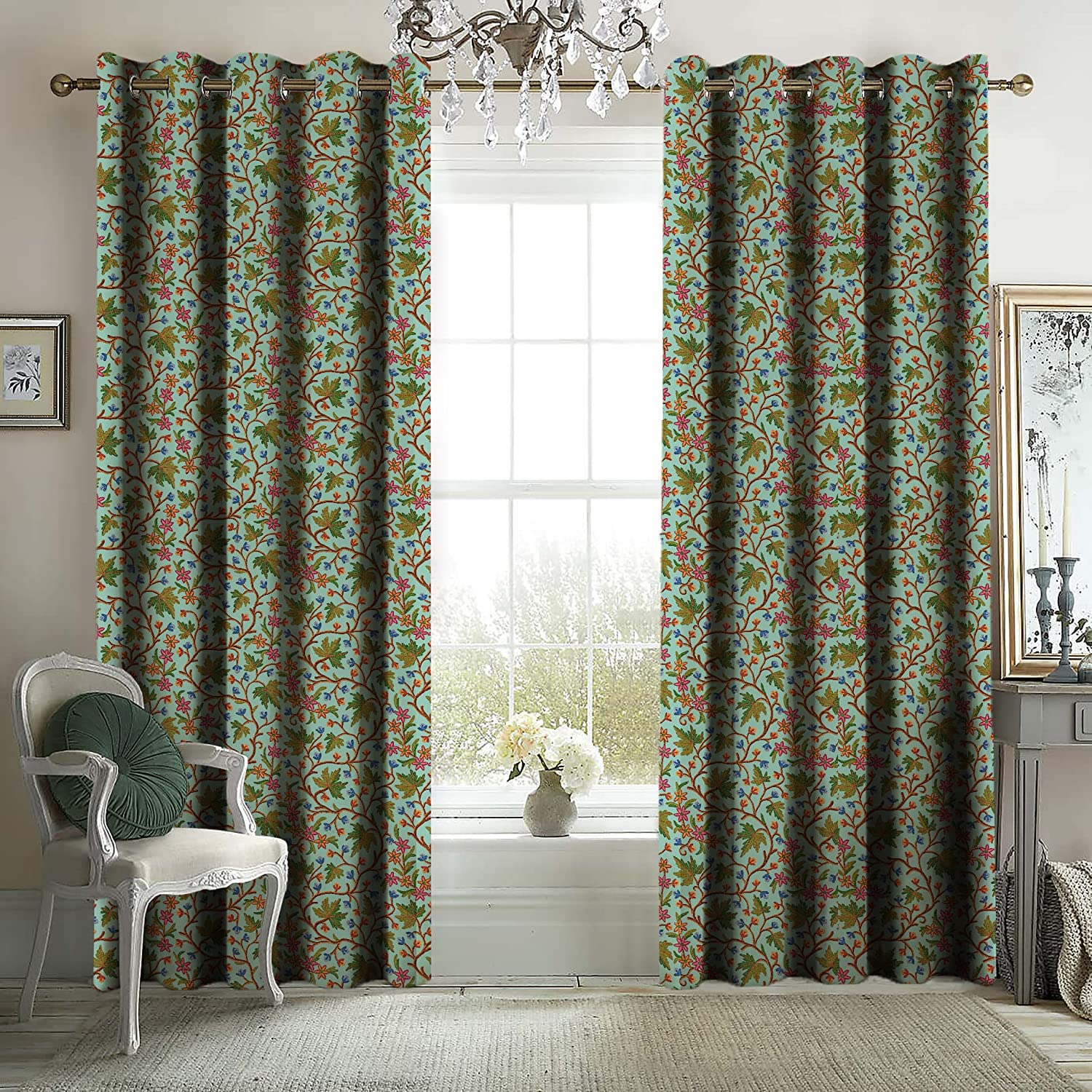 VAROSKI KASHMIRI GREEN BLACKOUT CURTAIN