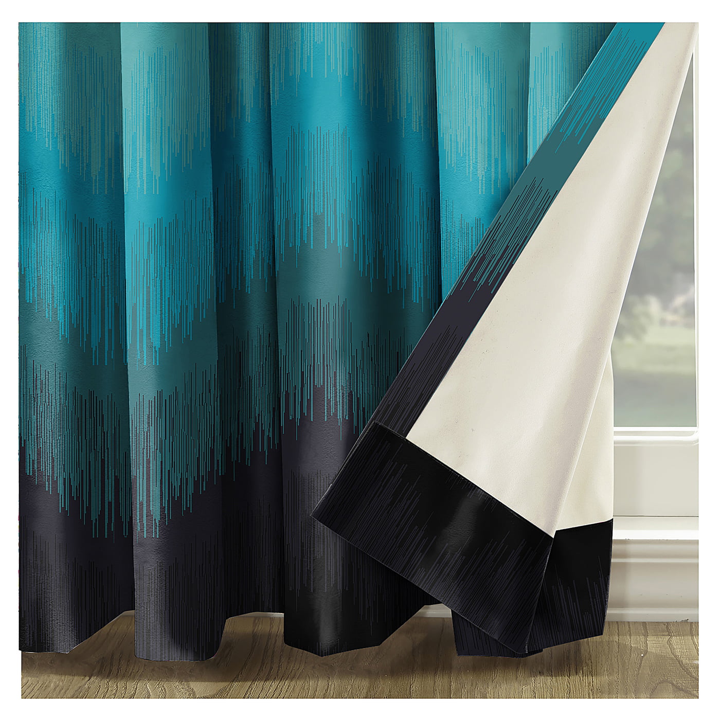 KUDO TEAL CURTAIN BLACKOUT PRINTED FOR LIVING & BEDROOMS
