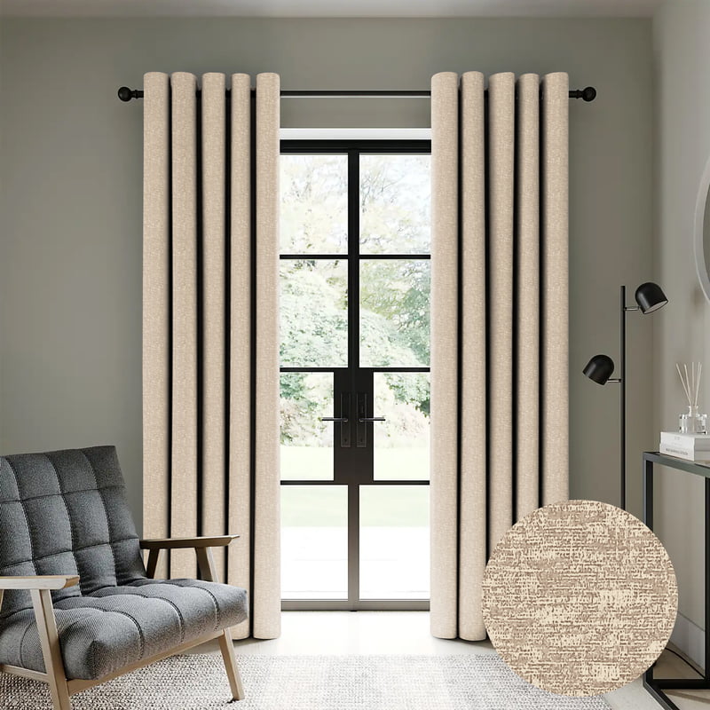 SUNBLOCK TEXTURE LASA L BROWN BLACKOUT CURTAIN FOR LIVING & BEDROOMS