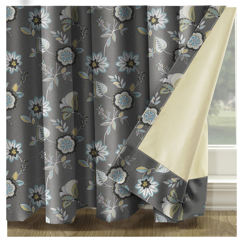 BEAU GREY CURTAIN BLACKOUT PRINTED