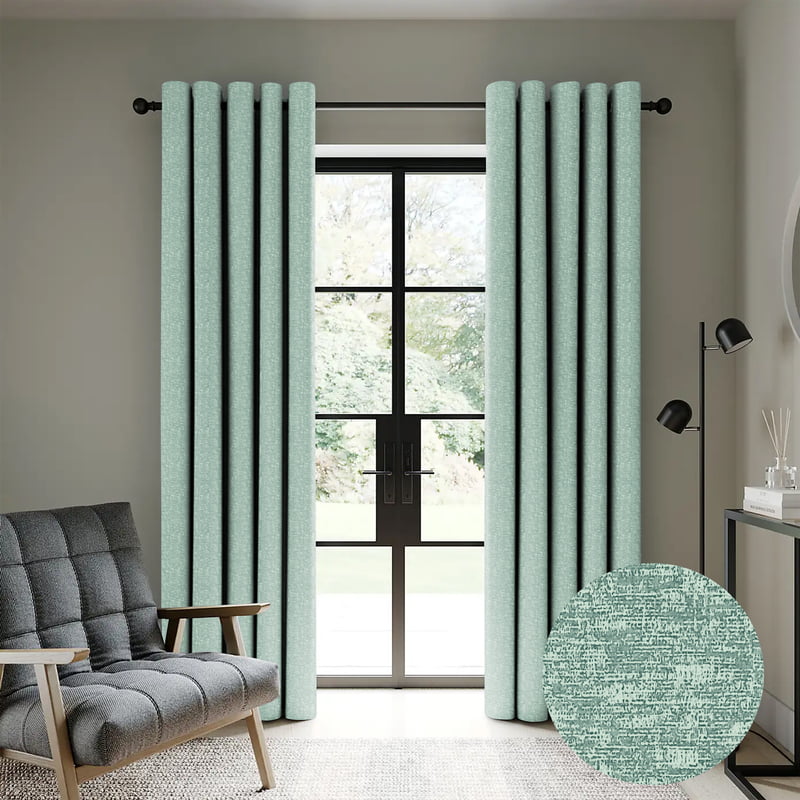 SUNBLOCK TEXTURE LASA SEA GREEN BLACKOUT CURTAIN