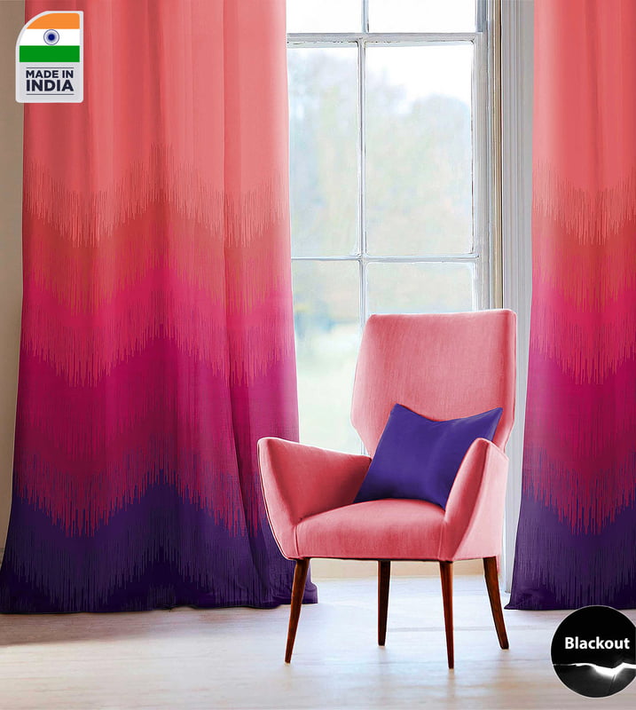 KUDO MAROON CURTAINS BLACKOUT PRINTED