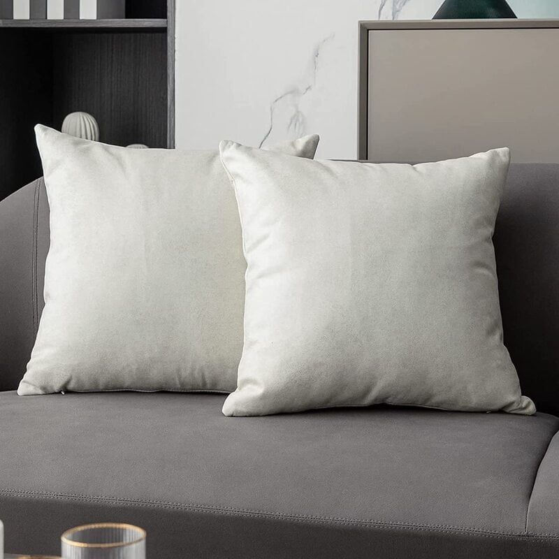 SUEDE CREAM CUSHION COVER (Pack of 2)