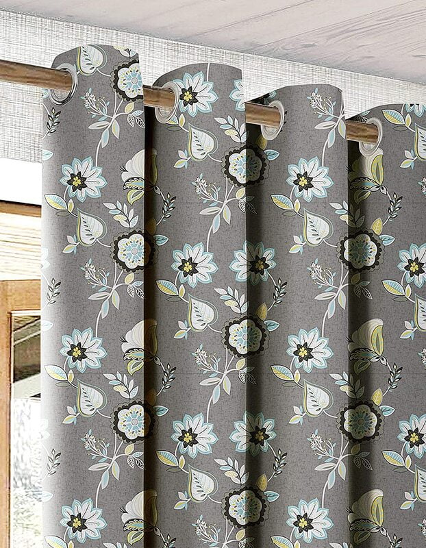 BEAU GREY CURTAIN BLACKOUT PRINTED