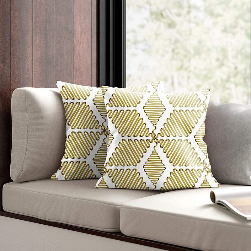 Wham MUSTARD MATTY DIGITAL PRINTED CUSHION COVER (Pack of 2)