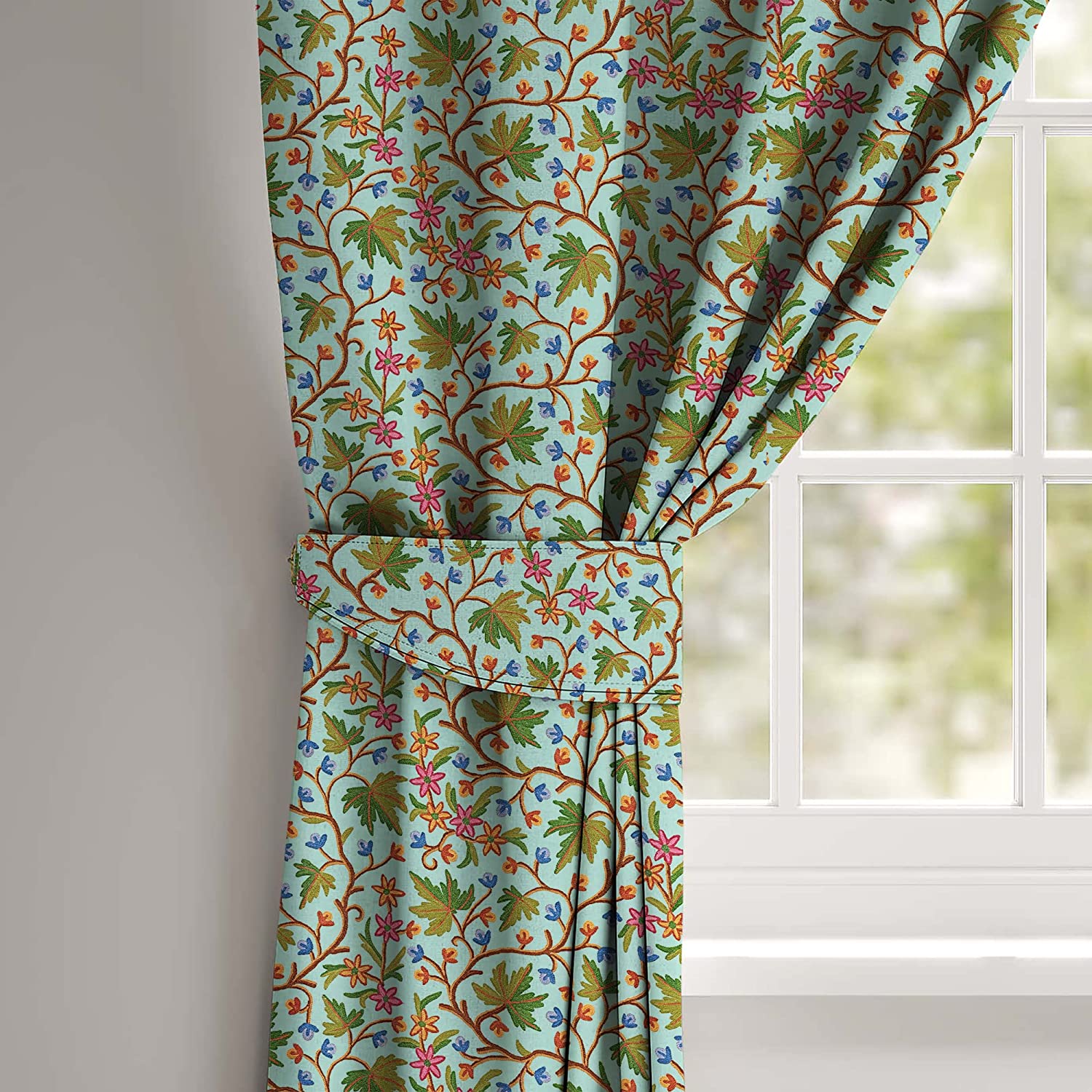 VAROSKI KASHMIRI GREEN BLACKOUT CURTAIN