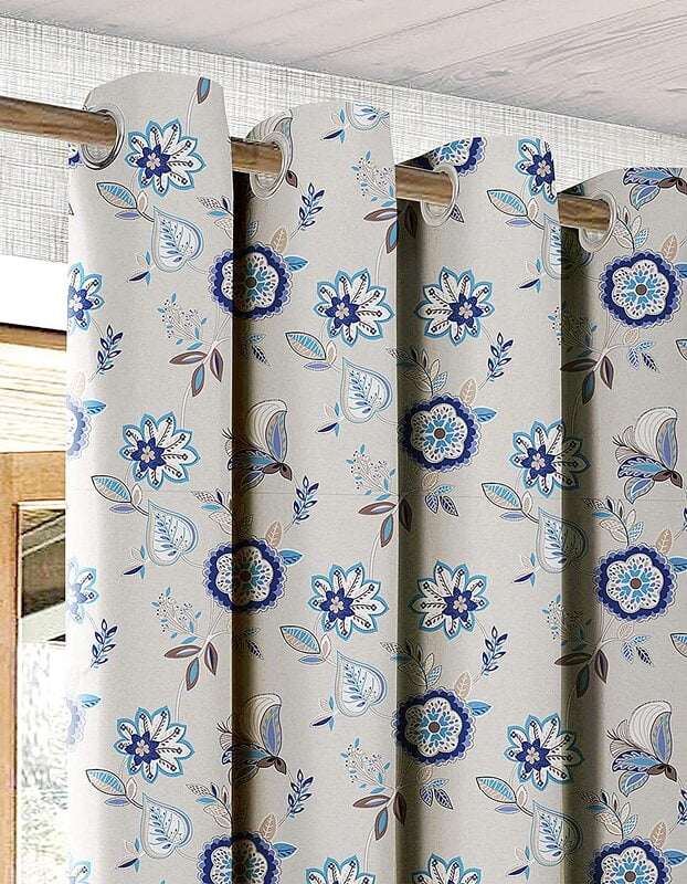 BEAU BLUE CURTAIN BLACKOUT PRINTED FOR LIVING & BEDROOMS